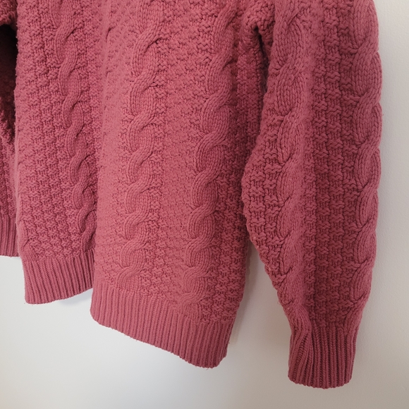 Wilfred Cable Knit Mock Turtleneck Sweater Dress Merino Wool Pink Size S Aritzia - Picture 4 of 8
